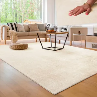 Paco Home Teppich »Cadiz 630« rechteckig 14 mm Höhe Uni-Farben, besonders weich, waschbar, auch als Läufer erhältlich, beige