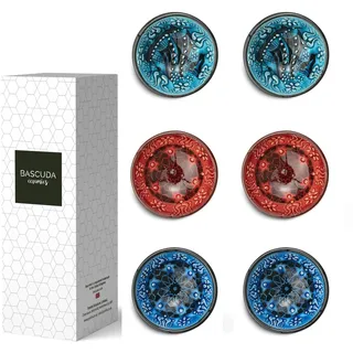 Bascuda® Kleine Keramikschalen, 6er-Set, kleine Snackschalen für Tapas, Dessert, Nüsse, Olive, Sojasauce, Dip-Schalen, Zutaten, dekorative marokkanische, spanische, mexikanische