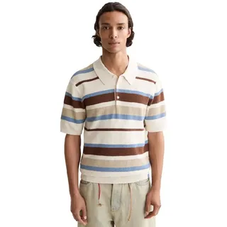 Scotch & Soda Regular Fit Knitted Striped Kurzarm-poloshirt - Plaza Taupe Stripe - M