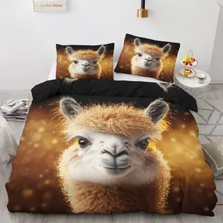 GEDAEUBA Sommer Bettwäsche 140x200 Lama - Süße Alpaka Bettbezug 140x200 2er Set, Wendebettwäsche und Kissenbezug 70x90, Weiche & Angenehme Mikrofaser Bettwäsche-Sets mit Reißverschluss