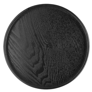 Oubit Serviertablett Rund,Tablett Rund Holz Schwarz,Versatile Frühstückstablett Kaffee Snack Klein Deko Tablett für Café, Bar, Restaurant (21 cm)