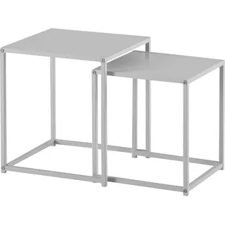 FineBuy Satztisch Metall 2 teilig Couchtisch Tisch Set Weiß