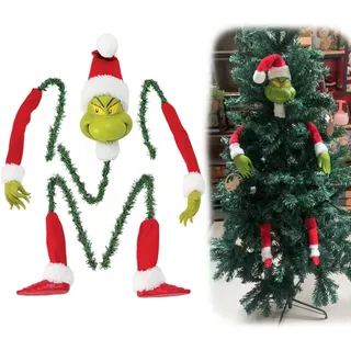 Grinch Weihnachtsbaumschmuck, Elfenkopf, Arme und Beine für Weihnachtsbaum, Stola Weihnachtselfe Gefüllte Stuck Baumspitze Girlande Ornamente (A)