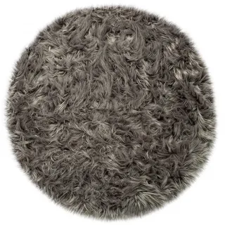 Paco Home Hochflorteppich 90/90 cm Playa 960 , Anthrazit , Textil , Rund , 90x90 cm , strapazierfähig, für Fußbodenheizung geeignet , Teppiche und Böden, Teppiche, Hochflorteppiche & Shaggys