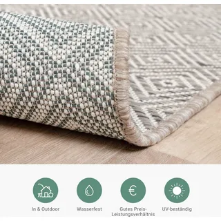 Outdoor Teppich Quadrat - Summer Tile Hellgrau - 120x120 cm - Balkon, Garten, Terrasse - FRAAI | Home & Living - Modern, Retro - Grau