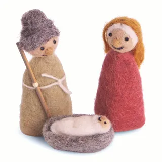 Én Gry & Sif Jesus Maria Josef Krippenfigur Krippe Filz Handarbeit Fairtrade Krippe Weihnachtskrippe 10 cm