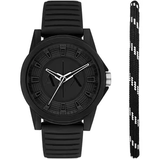 Armani Exchange Watch for Men, Quartz Three Hand Movement and 44mm Case Size with Silicone Strap