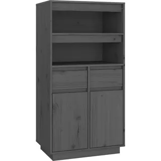 Highboard Grau 60x40x116,5 cm Massivholz Kiefer - Grau