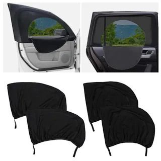 4 x Auto-Fenster-Sonnenschutz mit Reißverschluss, atmungsaktiv, für Autofenster, ideal für Camping und Privatsphäre, für die meisten Autos