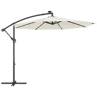 Modante Ampelschirm , Beige , Textil , 300 mm , 300x300 cm , höhenverstellbar, regenabweisend, rostfrei, stabile Strebegelenke, UV-beständig, LED-Beleuchtung, Ein/Aus-Schalter , Sonnenschutz, Sonnenschirme