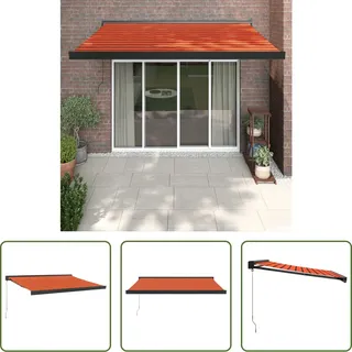 The Living Store Markise Einziehbar Orange und Braun 3x2,5 m Stoff und Aluminium