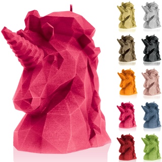 Candellana Handmade Unicorn Low-Poly Kerze Geschenk- Lustig - Dekorative Kerze - Home Décor - Geschenke für Freunde - Baumwolle Docht - Brenndauer 74h - Dark Pink Kerze