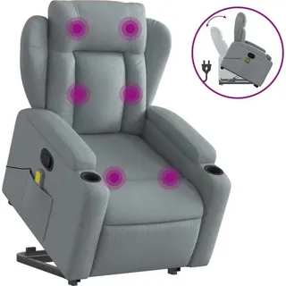vidaXL Massagesessel mit Aufstehhilfe Hellgrau Stoff - Grau