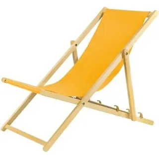 Liegestuhl gelb 2er Set klappbar aus Holz-mit Absicherungssystem Klappstuhl Klappliege Sonnenstuhl Strandstuhl Holzklappstuhl Gartenliegen Sonnenliege - Gelb