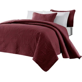 Chezmoi Collection Austin 3 Oversize Tagesdecke Decke Set (Queen, Burgund)