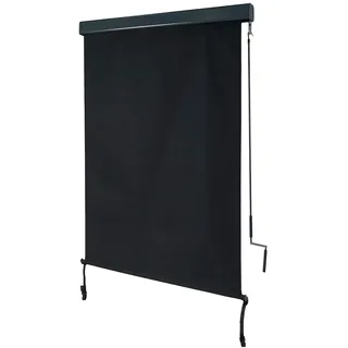 Mendler Vertikalmarkise 250 x 100 cm Schwarz/Grau Aluminium