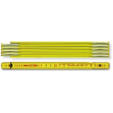 BMI Holzgliedermaßstab 9002 (10 Stück, Farbe gelb, Länge 2 m, Gliederstärke 3,0 mm, mit Duplex-Teilung, Meterstab aus Buchenholz)