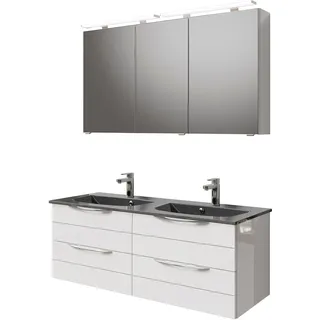 Saphir Badmöbel-Set »Serie 6025 2-teilig Mineralmarmor-Waschtisch mit LED-Spiegelschrank« 2 Stk. tlg., weiß