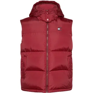 Tommy Jeans Steppweste »TJM ALASKA VEST«, Abnehmbare Kapuze mit Kordelzug, rot