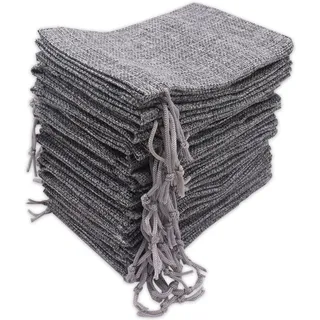 Leeyunbee 30 Stück 10 x 15 cm Jutesäckchen, Jute Beutel mit Kordelzug | Kleine, Leinen-Säckchen, zum Befüllen, Bemalen, für Schmuck, DIY, Adventskalender, für Hochzeit Party Weihnachte, DunkleFarbe