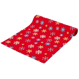 Homescapes Tischläufer Weihnachten 46/183 cm, rot mit Schneeflocken , Rot , Textil , Rechteckig , 46x183 cm , Oeko-Tex® , Heimtextilien, Wohntextilien, Tischwäsche, Tischläufer