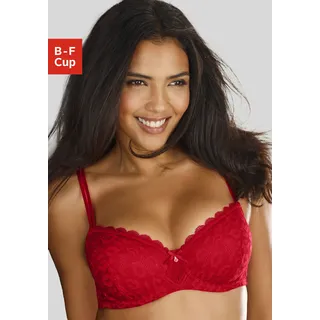 Schalen-BH VIVANCE, Damen, Gr. 70, Cup E, rot, Microtouch, Obermaterial: 63% Polyamid, 27% Polyester, 10% Elasthan, BHs Schalen-BH, aus Spitze in Leo-Optik im modischen Balconnet-Schnitt, Dessous