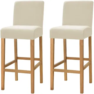 Dimatic Samt Plüsch Stuhl Abdeckung Theke Pub Bar Hocker Stuhl Slipcover für Esszimmer Cafe Barhocker Slipcover Möbelschutz Anti-Rutsch-Bezug mit elastischem Boden, 2er Set, Beige