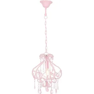 vidaXL Deckenleuchte mit Perlen Rosa Rund E14 - Rosa