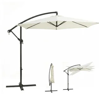 Sekey Ampelschirm 300 cm mit neigbarem Schirmdach, Sonnenschirm mit 48mm Alu-Mast & 6x Stahlstreben,Garten Terrassen Schirm rund knickbar, inkl. Zusatzgurt gegen Wackeln