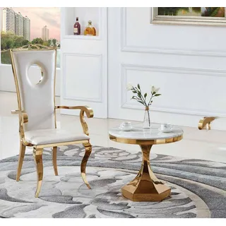 Couchtisch Luxus Modern Design Tisch Wohnzimmer Beistelltisch 60x54 - Gold