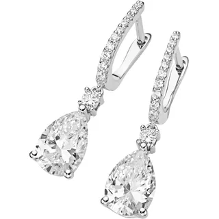 Paar Creolen SMART JEWEL "Creolen mit funkelnden Zirkonia Steinen, Silber 925", weiß, Ohrringe, Damen, Silber 925 (Sterlingsilber), Paar Creolen