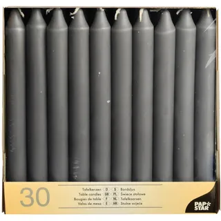 Papstar 30 Tafelkerzen Ø 2,15 cm · 19,6 cm grau 84816