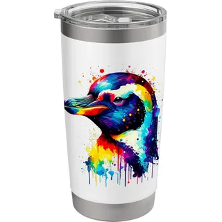 Splash Art Pinguin Pinguine Doppelwandiger Edelstahl-Thermobecher
