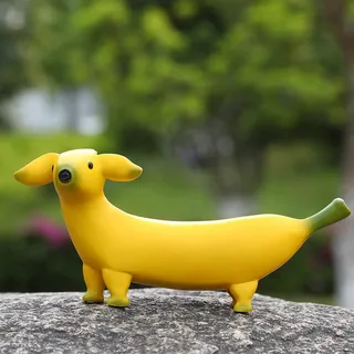 Lhocm Niedliche Bananen-Hunde-Gartenstatuen, kreative Harz-Gartenzwerge, lustige Hundestatuen für Zuhause, Terrasse, Garten, Hof, Büro, Herbstdekorationen, personalisierte Gartengeschenke