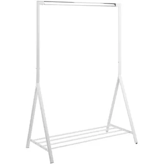 Kleiderständer , Weiß , Metall , 117x165x59 cm , Schuhablage, standfeste Füße , Garderobe, Garderobenständer