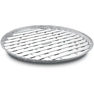 VEPATIM 30x Alu-Grillschale BBQ rund Ø 34 cm – mehrfach verwendbar | Raucheinzugschlitze | kein Fettbrand