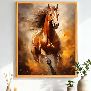 CEOVR Malen Nach Zahlen Erwachsene Kit,Pferde Mal Nach Zahlen für erwachsene Anfänger,Tiere Paint by Numbers Adult Set,Ohne Rahmen 40x50 cm DIY Painting by Numbers Galoppierende Pferde