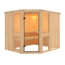 KARIBU Sauna »Pölva 3«, für 4 Personen, ohne Ofen - beige