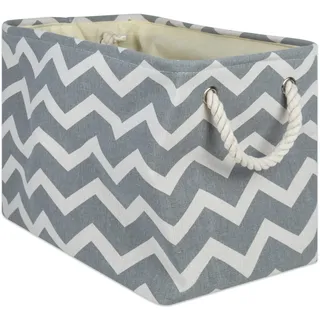 DII Faltbarer Polyester-Aufbewahrungskorb oder -korb mit robusten Baumwollgriffen, Heim-Organizer-Lösung für Büro, Schlafzimmer, Schrank, Spielzeug und Wäsche, 17,75 x 12 x 15, Chevron-Grau