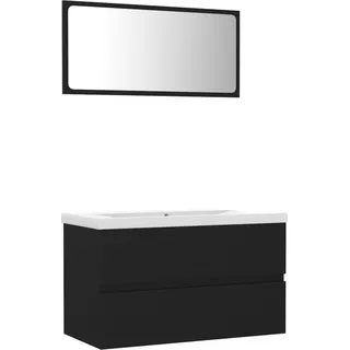 vidaXL Badmöbel-Set Schwarz Holzwerkstoff - Schwarz