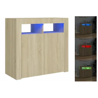 vidaXL Sideboard mit LED-Leuchten Schwarz 80x35x75 cm