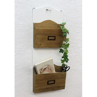 DanDiBo Wandregal Postbox mit Herz Zeitungsständer 12028 Regal 63cm Küchenregal Wand Zeitungshalter im Landhaus Look Vintage Shabby Chic