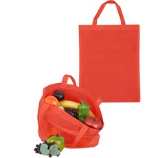 Bild Stoffbeutel 10er Set, unbedruckt, zum Einkaufen, kurze Henkel, große Einkaufsbeutel H x B: 49,5 x 40 cm, rot
