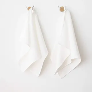 LinenMe Set mit 2 Geschirrtuch Leinen 100%, 33x50 cm Lara - Leinentuch mit Aufhänger - Geschirrtücher & Küchentücher in Milchweis - Hergestellt in Litauen