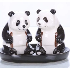 Keramik Salz- und Pfefferstreuer Set, Tiermotiv, Fauna, ca. 13 x 9 cm (Pandas)