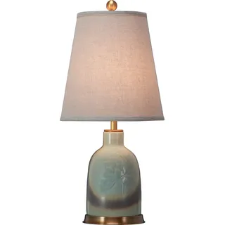 Fine Asianliving Chinesische Tischlampe Porzellan mit Lampenschirm E27 Orientalische Tischleuchte Keramik Nachttischlampen Schlafzimmer Wohnzimmer - Grün