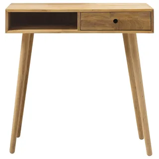 Konsolentisch , Eichefarben , Holz , Eiche , massiv , 1 Schubladen , rechteckig , konisch , 80x80x35 cm , Holzmöbel, Holztische, Wohnzimmertische Holz, Konsolentische Holz