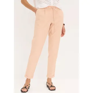 bonprix Leinenhose "Leinenhose" aus Leinen und Baumwolle, Regular Fit, mit elastischem Gummibund, vintagerosa