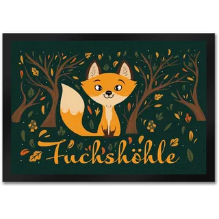 speecheese Fußmatte in 35x50 cm mit niedlichem Fuchs im Wald und Herbst Motiven - Fuchshöhle als Geschenk im Comic Design für Kinder oder Erwachsene die Ihr Zimmer lieben wie eine Fuchshöhle