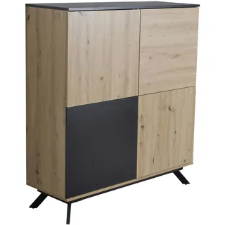 FineBuy Highboard FineBuy Sideboard 110x125x40cm MDF Eiche Dekor Kommode Anrichte Modern